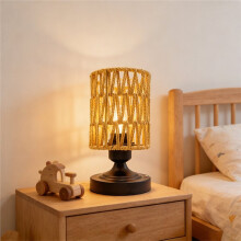 Lampes de Table en Rotin Sans Fil Rechargeables, Chargement USB, Variateur pour Patio, Salon, Chambre