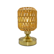 Lampade da Tavolo In Rattan Ricaricabili Senza Fili con Ricarica USB, Lampade In Rattan Senza Scatti per Patio, Soggiorno, Camera da Letto