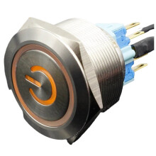 30mm 220V PC Power Symbol Metal Stainless Steel Waterproof Momentary/Locking LED Push Button Locking