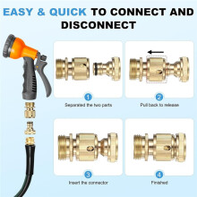 Garden Hose Quick-Connect, 3/4 Inch GHT Solid Brass Water Hose Fittings for Faucet/Pressure Washer/Pump/Sprayer
