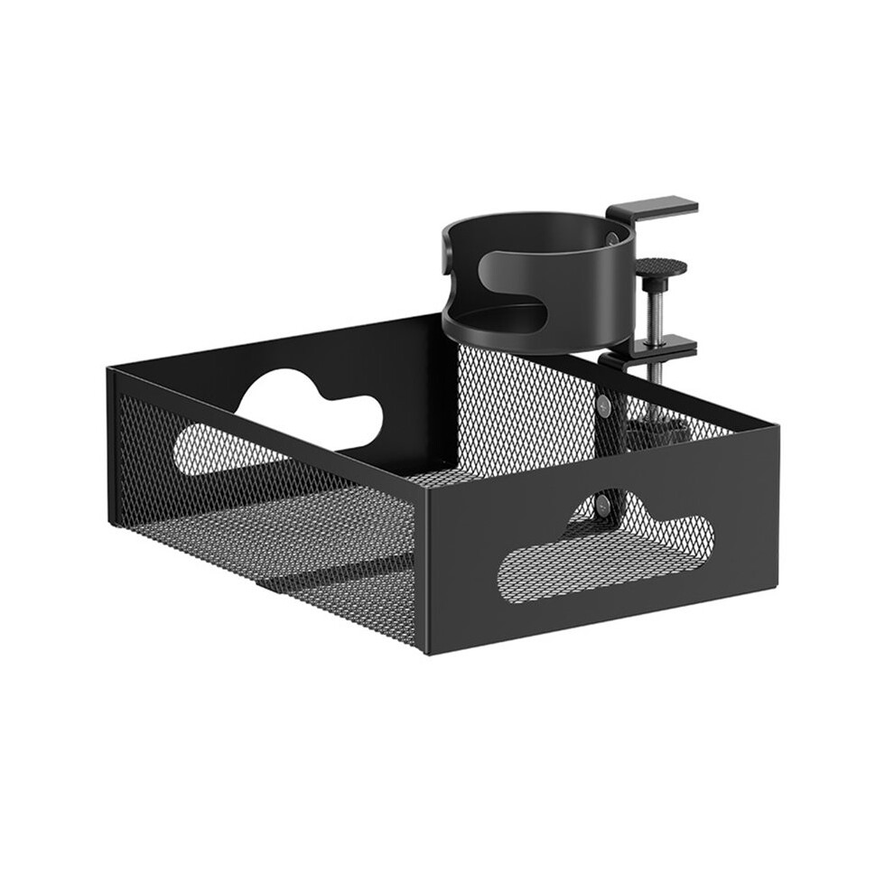Saudism Under Desk Organizer With Drawer And Cable Management Tray For Home Black