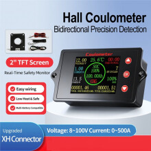 Hall-Coulometer 8-100V voor Elektrische Voertuigen, Spannings- en Stroommonitor, Accutester, 2 Meter Datakabel, 100A Hall-Sensor
