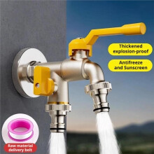 Dual Outlet Garden Faucet Valve - Easy Turn /Off 1/2" 3/4" Irrigation Connector for Efficient Watering