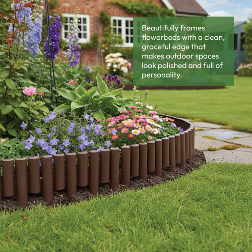 KCT (6 Pack) KCT Brown Palisade Wood Effect Garden Border Edging 2