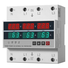 3 Phase Din Rail Voltage and Current Monitoring Relay with Adjustable Settings 63A