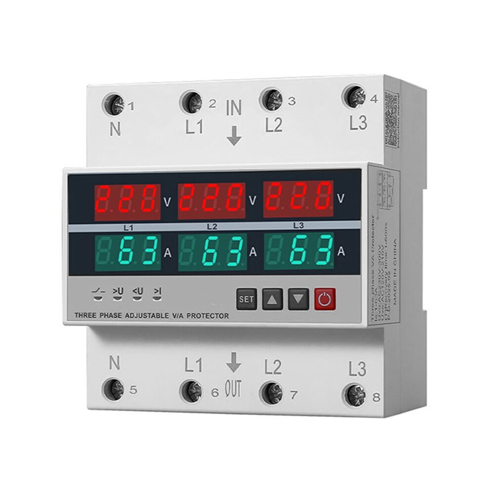 3 Phase Din Rail Voltage And Current Monitoring Relay With Adjustable Settings 63A 6031009832785