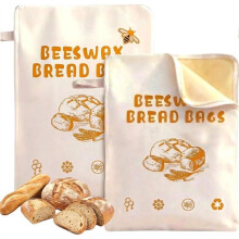 2Pack Extra Große Bienenwachsbrotbeutel mit Reißverschluss - Wiederverwendbare Brotaufbewahrungsbeutel, Umweltfreundliche Natürliche