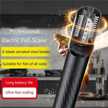 Desescamador de Peixes Elétrico Sem Fio Profissional Ferramenta de Remoção de Escamas de Peixe com 6 Lâminas Escalando Rápido e Eficiente Preto