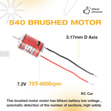 RC Brushed Motor, 540 High Torsion Low Noise Motor 75T-4000rpm for Arrma for Axial Scx10 D90 RC Car