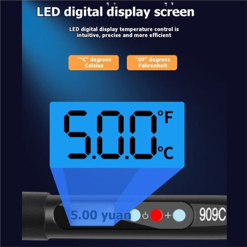 80W LCD Digital Display Soldering Iron Tip with Heat-Set Insert Tips Adjustable Temperature Welding Solder Tool EU