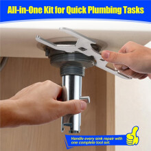 3 Way Sink Strainer Wrench, Basket Strainer Wrench with Sliding Handle, Multifunction Plumber'S Tool