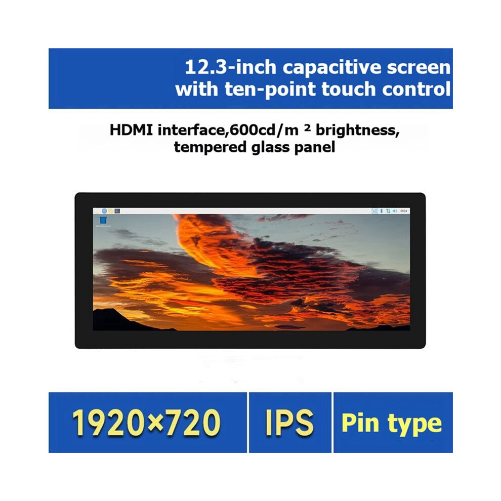 12.3 Inch -Compatible Lcd 1920X720 High Brightness Capacitive Touch Screen Car Display Monitor Eu Plug 6032382709954