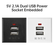 Module de Prise de Bureau 5V 2,1A avec Double Prise USB et Indicateur LED Intégré, Module de Charge Double USB Noir