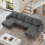 Corduroy U Shaped Sectional Sofa with Double Chaise 5