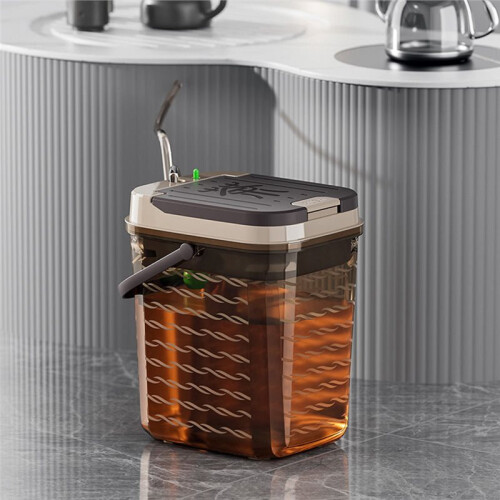 Service à Thé Ménager - Seau à Eau Usée avec Système de Séparation des Eaux de Thé - Marron 2