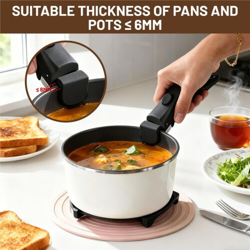 2PCS Detachable Handle, Universal Detachable Cookware Handle Replacement, Black Version,with Anti Slip Effect 1