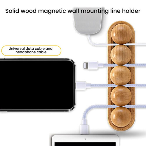 Solid Wood Cable Manager Hub OrganizerData Cord WrapperDesktop Sorting Accessories Neat Solution Stylish Holder B 1