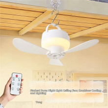 Ventilatore da Soffitto Silenzioso con Luce, Ricaricabile Tramite USB, A Risparmio Energetico, con Telecomando, Lampada da Soffitto A
