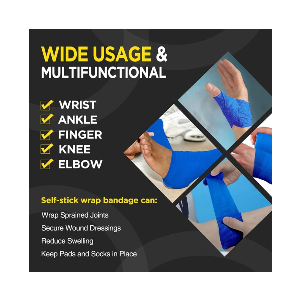 24 Rolls Self Adhesive Bandage Wrap, Breathable Athletic Adhesive Bandage Tape Elastic Rolls for Wrist Ankle 2 Inch