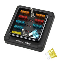 6-Way Power Distribution Box for Car Boat Marine Trike with LED Warning Lamp