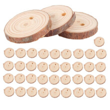 40Pcs 3-4CM Unvollendete NatüRliche Runde Holzscheiben Kreise mit Baumrinde Holz Scheiben für DIY Handwerk Haus Party Dekoration