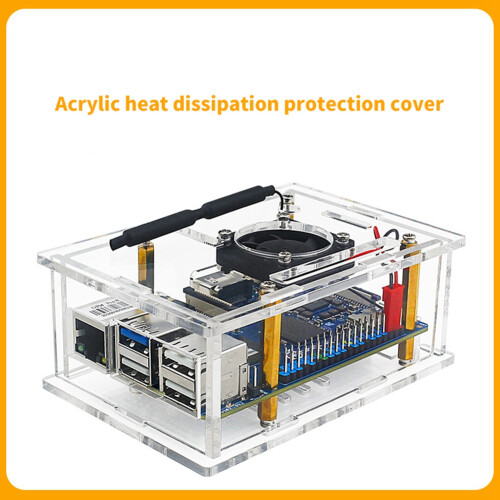 Acrylic Case with Cooling Fan for Orange Pi 4 Pro Protective Shell Acrylic Case Cooling Case 1