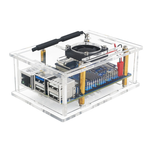 Case de Acrílico com Ventilador para Orange Pi 4 Pro - Shell Protetora, Case de Resfriamento