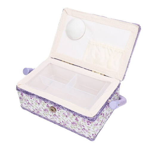 Sewing Tool Storage Basket with Removable Tray, Portable Double Layer Sewing Tool Organizer for Thread, Scissors, Spools 1