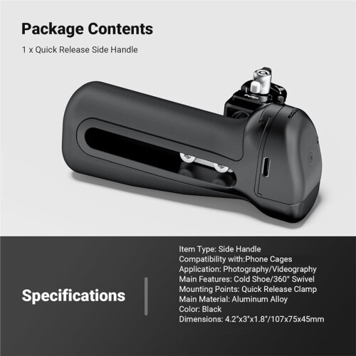 Quick Release Side Handle with  Shutter Cold Shoe 360 Rotation for  Android NEEWER Phone Cage 1