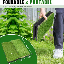 Tappetino da A Doppia Superficie In Erba Sintetica - Portatile e Pieghevole per Allenamento Indoor/Outdoor con Fairway e Superfici Irregolari.