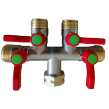 T-Shaped Garden Hose Splitters, 4 Way Hose Splitter, Water Hose Splitters, Spigot Splitter,Valve 3/4 Inch GHT Thread