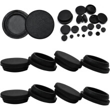 10 Silikon-Gummistopfen für Runde Löcher - 1-1/8" (28 mm), Schwarze Schnappverschluss-Lochstopfen, A