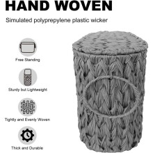 Toilet Paper Storage Basket with Lid,Wicker Toilet Paper Holder Stand,Narrow Decorative Woven Bathroom Basket Organizer