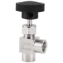 Nadelventil Einstellbares Nadelventil 1/4 Zoll Rechtwinkliges Innengewinde BSP SS304 für Wasser, Gas, ÖL
