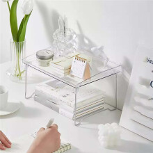 Organisateur Double Couche en Acrylique pour le Rangement des Cosmétiques et des Bijoux