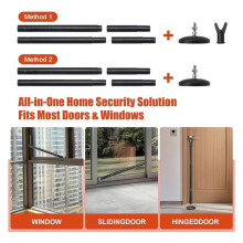 Door Security Bar,Upgraded Anti-Slip Base,Burglar Stick,28-52" Adjustable Safety Jammer Stoper
