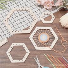 4set DIY Hand Weaving Tools Set for Hexagon, Circle, Square Shapes Premium Wooden Weaving Boards