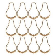 Easy Install Rustproof Shower Curtain Hooks Frictionless Stainless Steel - Easy Glide Shower Rings for Shower Curtains Rods Polished Gold Set of 12