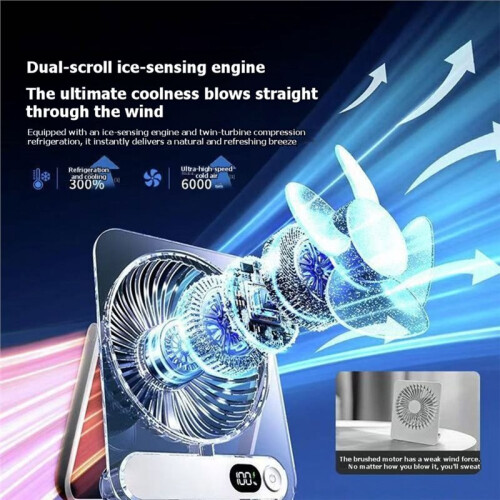 High Speed  Cooling Fan Portable USB Rechargeable Desk Fan Multi Function Handheld Wall for Kitchen Bedroom White 2