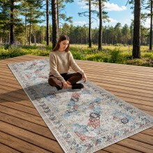 (Coastal-80x300cm) 2.7ft x 10ft Traditional Cashmere Rugs-Non Slip Ancient Design Rugs for Hallways, Kitchens-Extra Large Luxury Carpets