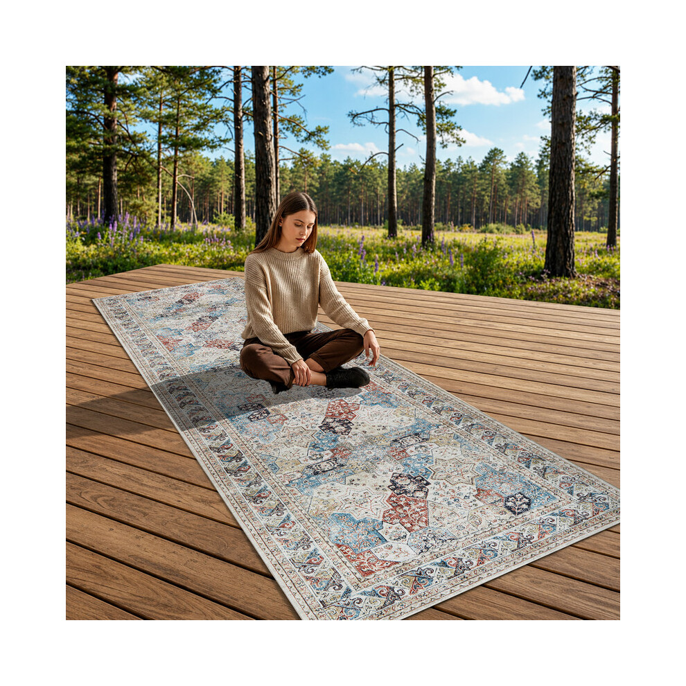 Imperial Rooms (Coastal-80X300cm) 2.7Ft X 10Ft Traditional Cashmere Rugs-Non Slip Ancient Design Rugs For Hallways, Kitchens-Extra Large Luxury Carpets