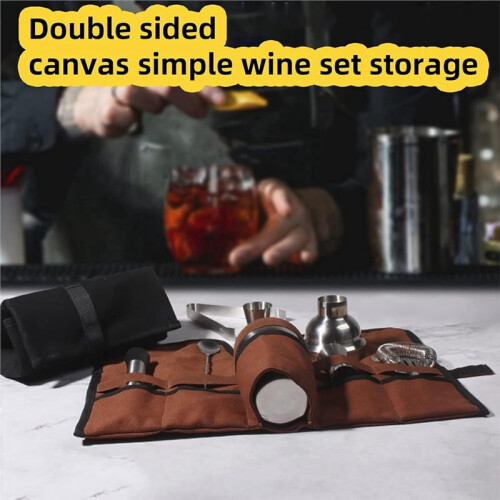 Canvas Bartender Travel Kit - Professional Bartender Roll Strap Mixology Cocktail Set Bar Tools Carry Bag 1