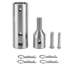 2 in 1 Trailer Jack Drill Adapter for 1 Inch & 1/2 Inch Jack Drive Shaft- Stainless Steel, with 1/2 Inch Socket Adapter