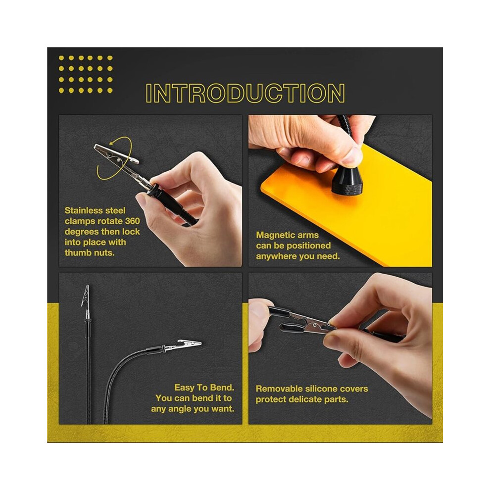 2 Pack Magnetic Flexible Gooseneck Metal With Alligator Clips For Helping Hands Third Hand Tool Automobile Electronics 4712088581567