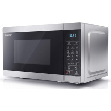(20 Litre, Silver) SHARP YC-MG02U-S Compact 20 Litre 800W Digital Microwave with 1000W Grill, 11 power levels, ECO Mode, defrost function, LED cavity