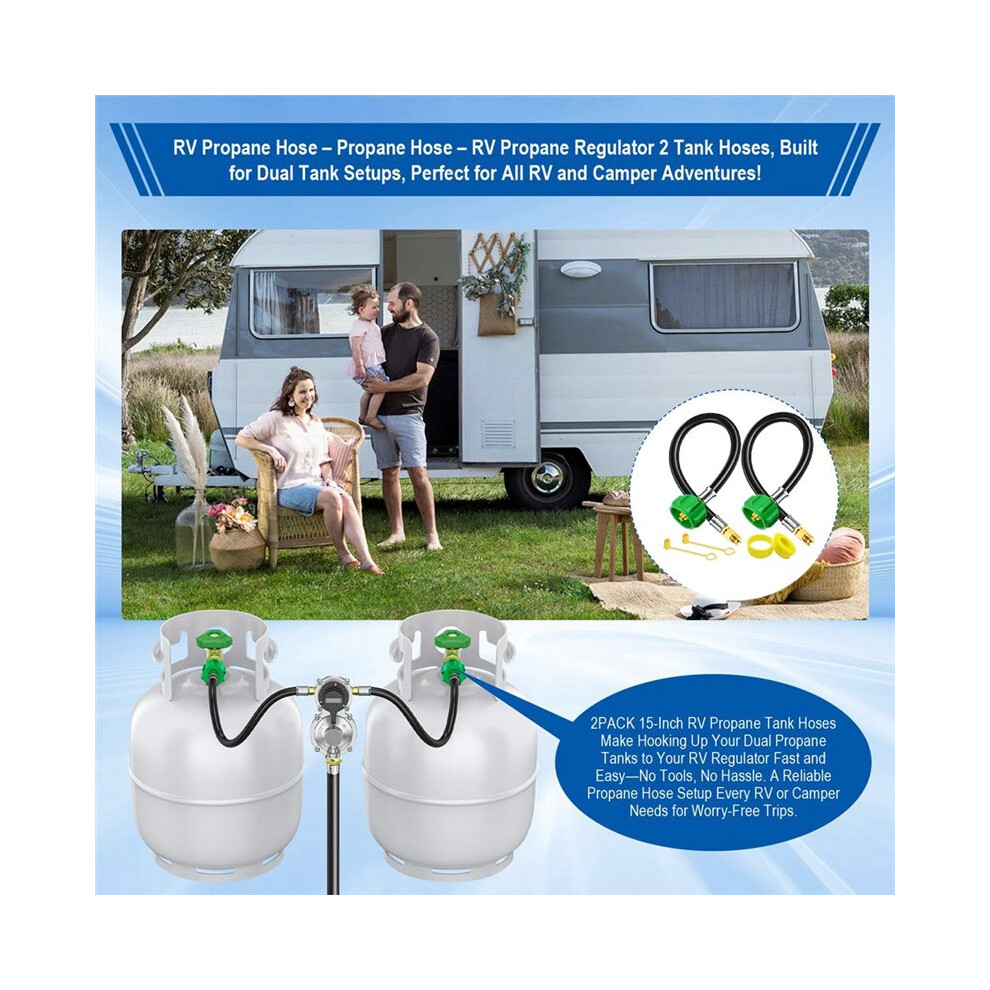 2Pack 15" Rv Propane Hose With 1/4" ,Rv Propane Tank Hose,For Dual Tank Rv Regulators For Bbq/Rv/Camping/Outdoor Cooking 4712433373120