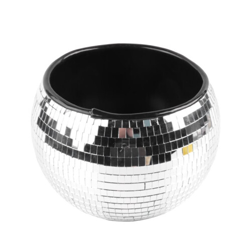 Balde de Gelo de 10 Polegadas com Bola de Discoteca, Prateado, Brilhante, para Vinho, Bebidas, Refrigerador de Bebidas para Festas