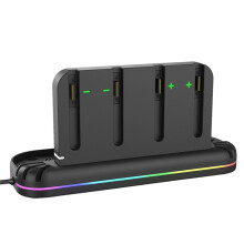 Oplader voor 2: Consolekoeler met RGB-Verlichting, Externe Gameconsolestandaard en Oplaadstation voor Gamepads