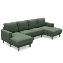Corduroy U Shaped Sectional Sofa with Double Chaise