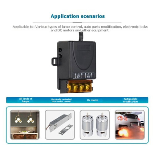 DC12V-48V Wireless Remote Control  30A Relay Receiver Controller Module with 2X RF433MHz Transmitter 2
